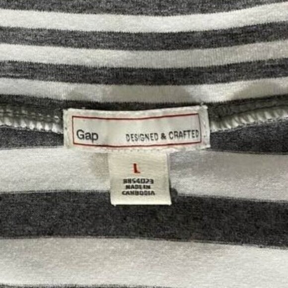 GAP Skater Mini Flare Skirt L Gray White Stripe High Waist Stretch Versatile - Picture 9 of 12